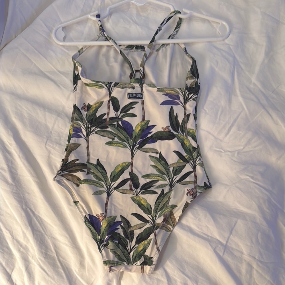 Vilebrequin girls Tropical Leaf Print Swimsuit Size 4 Little Girls